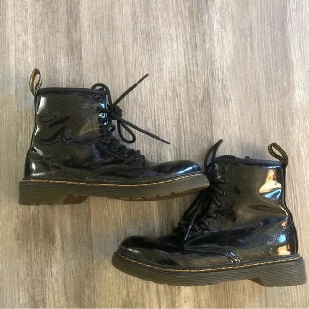 Dr. Martens 1460 Black Glitter J Lace Up Combat Boots Junior US Size‎ 3 EU 34